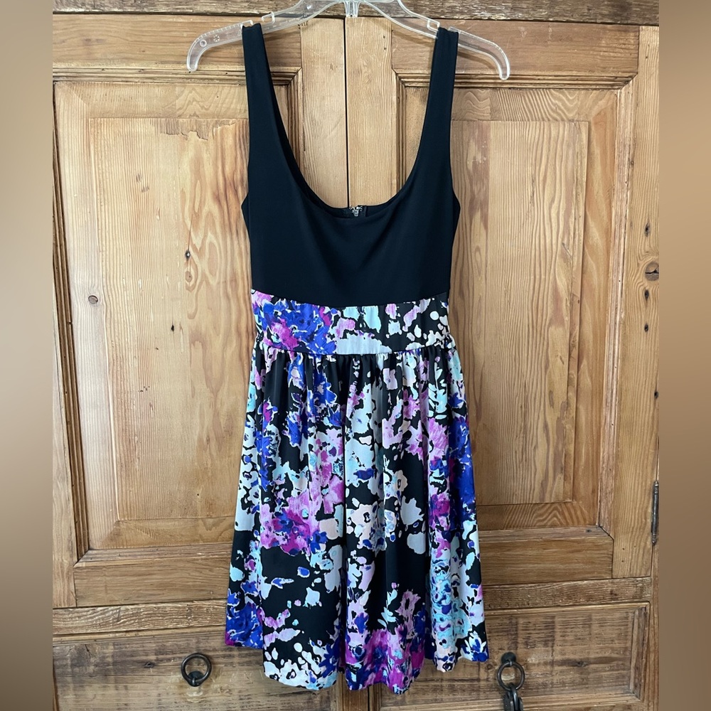 Charlotte Russe Black and Purple Fit and Flare Midi Dress